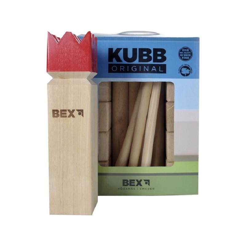 Bex Kubb Original rubberhout met rode koning