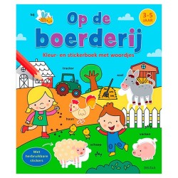 Deltas Kleur-en stickerboek met woordjes - Op de boerderij (3-5 j.)