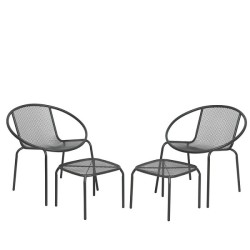 Ensemble balcon Vigo chaises + repose-pieds anthracite