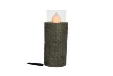 LED solarsteker wicker 63x18cm antraciet 18x SMD LED flame