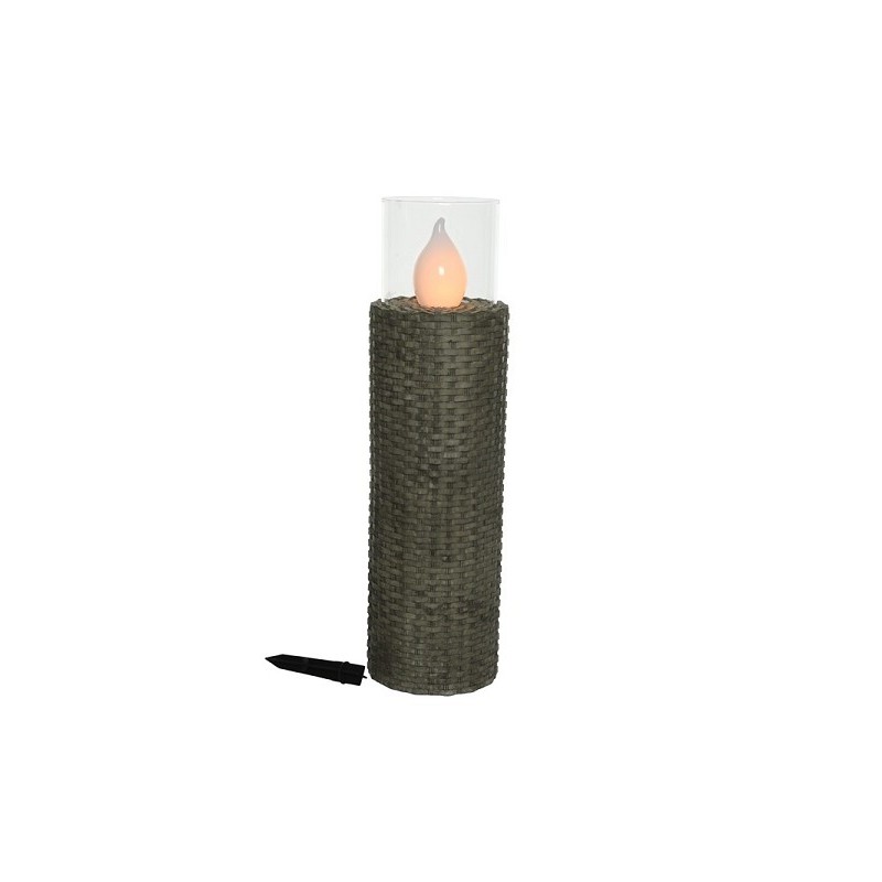 Prise solaire LED osier 63x18cm anthracite 18x SMD LED flamme