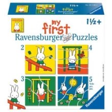 Ravensburger puzzle Miffy dans la cour de récréation 4 dans une boîte avec 2-3-4 et 5 pièces
