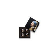 Aimants en verre Vermeer Fille avec une boucle d'oreille en perle Ø3cm boîte de 4 pièces