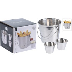 Excellent Houseware Seau à frites avec set de sauce 1xØ11cm, 2xØ5,5cm