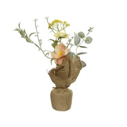 Bouquet de fleurs artificielles coquelicot en toile de jute H21cm