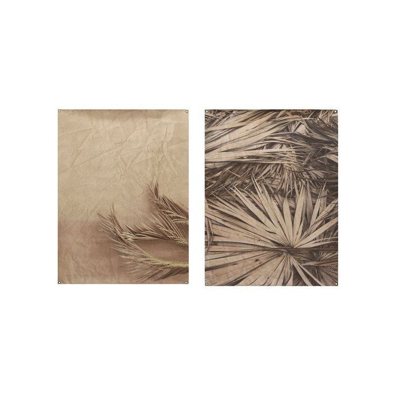 Wanddoek met ophangogen 90x120cm fotoprint met palmblad 2 stuks