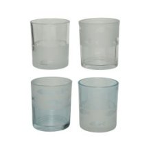 Theelichthouder glas 4ass Ø7-L7-W7-H8.30cm assortie