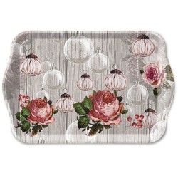 Ambiente Tray Melamine 13X21cm Roses And Baubles