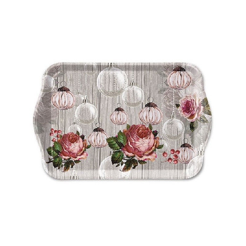 Ambiente Tray Melamine 13X21cm Roses And Baubles