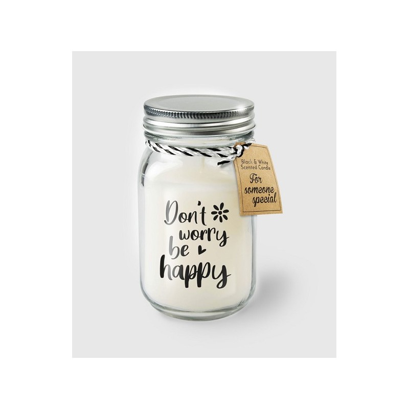 Paperdreams Black & White scented candles - Don't worry be happy