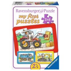 Ravensburger My first puzzles Graafmachine, tractor en kiepauto 3x6pcs