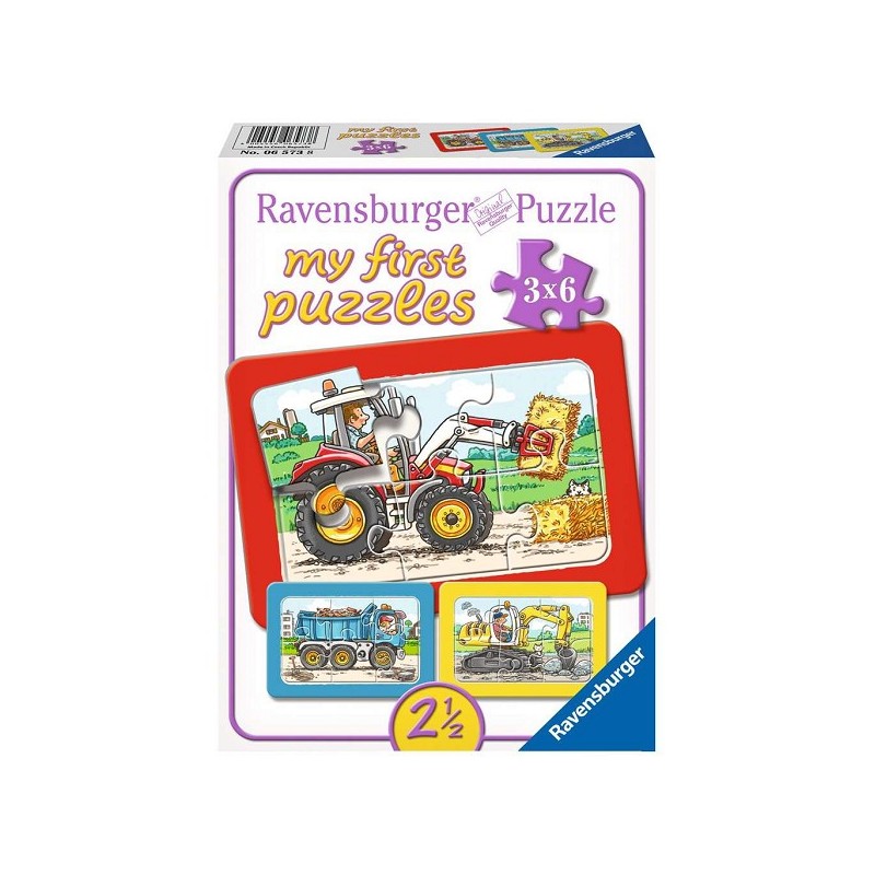 Ravensburger My first puzzles Graafmachine, tractor en kiepauto 3x6pcs