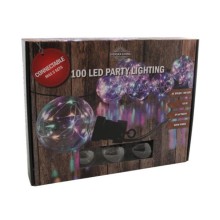 Partylights LED 10 bollen multikleurig voor binnen en buiten gebruik, IP44, snoer lengte 450cm, met timer, verlengbaar