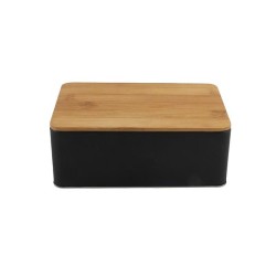 Boîte noire avec couvercle en bambou 19x13x7,2cm