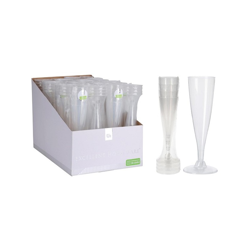 Excellent Houseware re- useable Champagneglas kunststof 130ml set van 4 stuks Vaatwasserbestendig