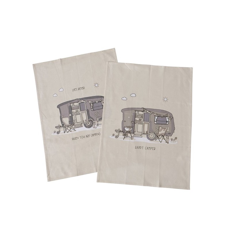 Boltze Home Theedoeken Vanlife 2 Stuks 100% Katoen 50x70cm