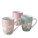 Boltze Home Mok Tulipa tulpen 330 ml - H11cm Dia 8cm verkrijgbaar in roze, donkerroze of groen