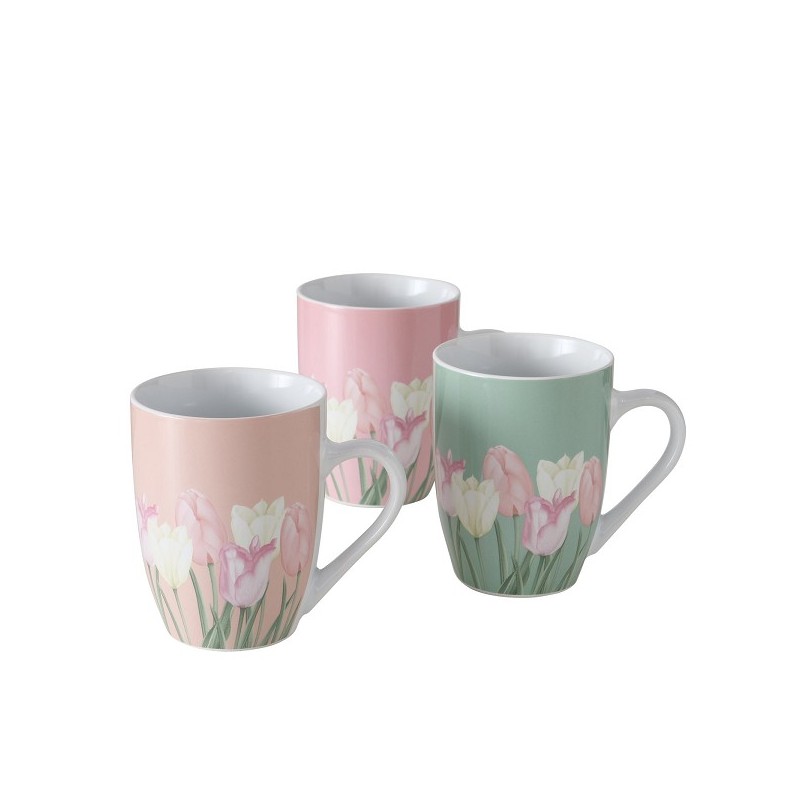 Boltze Home Mok Tulipa tulpen 330 ml - H11cm Dia 8cm verkrijgbaar in roze, donkerroze of groen