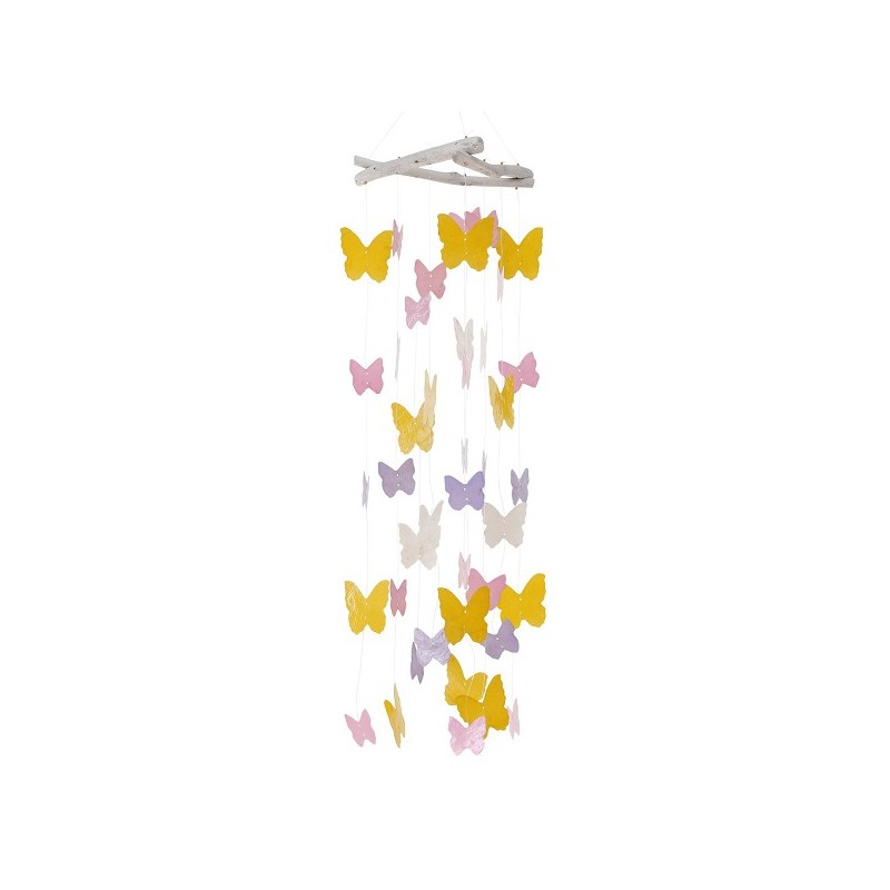 Boltze Home Windgong capiz vlinder H60cm roze-lila-oranje