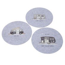 Boltze Home Set de table en feutre Vanlife camping-car dia 38cm avec texte