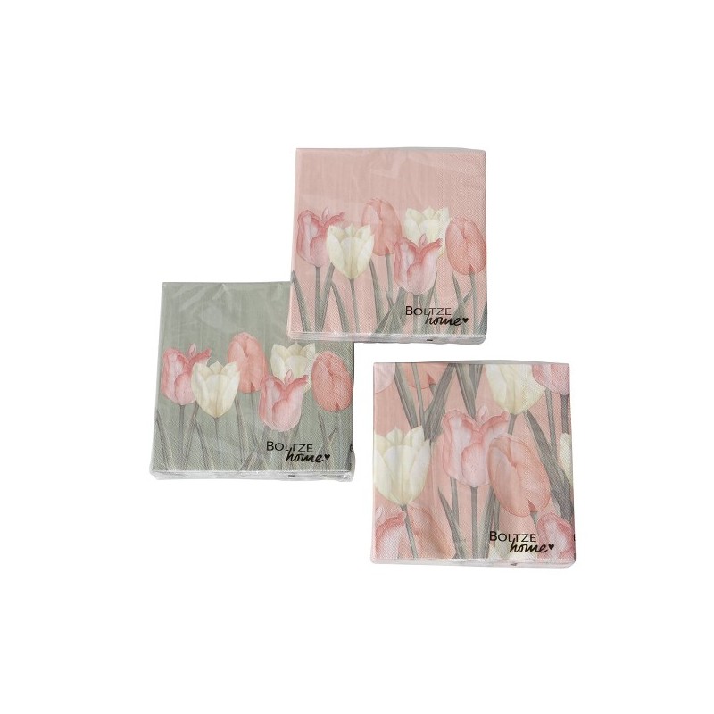 Boltze Home Serviettes Tulipe 20 pièces 33x33cm