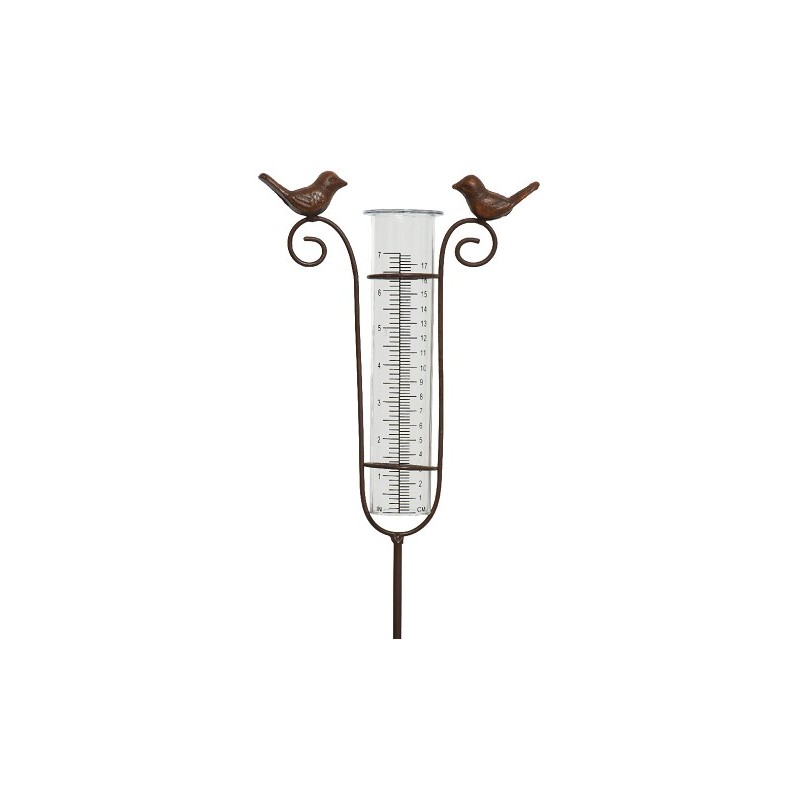 Decoris Regenmeter met vogels van polyresin L18-W5-H115cm Bruin