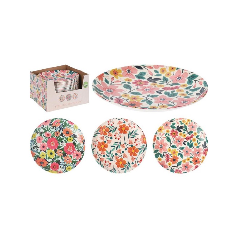 Bord Plat Melamine 20cm Verkrijgbaar In 3 Verschillende Bloemenprints