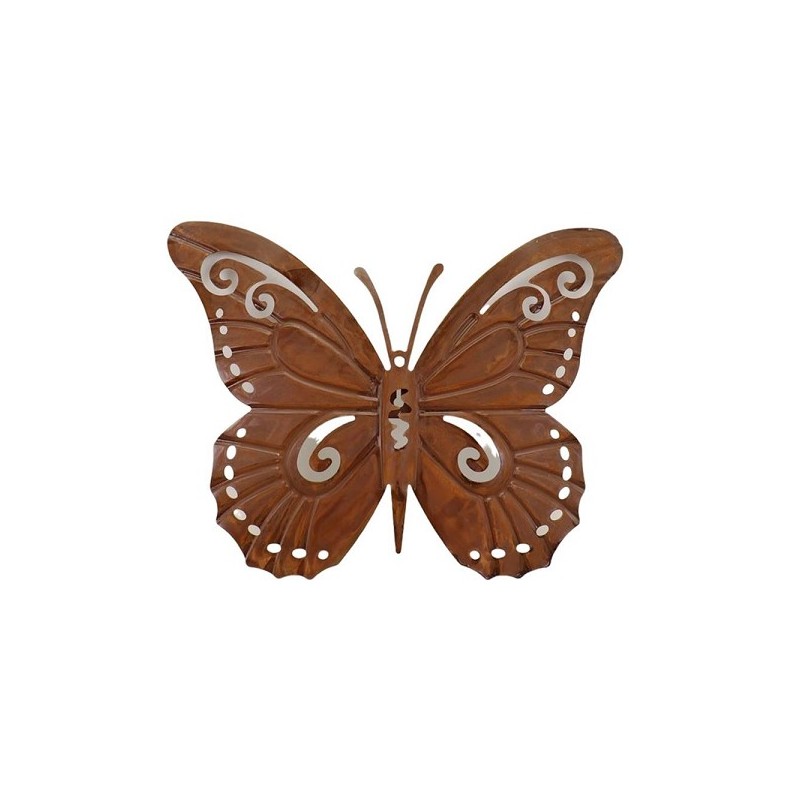 HBX natural living Déco murale métal papillon Madame 44,5xh35cm couleur rouille