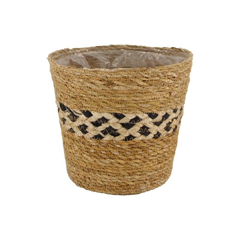 Dijk Natural Collections Mand zeegras met plastic binnenzijde Ø18x16cm naturel/zwart