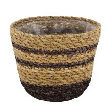 Dijk Natural Collections Mand zeegras met plastic binnenzijde Ø14x12cm naturel/zwart