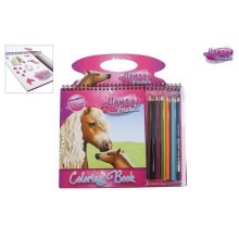 Livre de coloriage Horse Friends, 12 crayons, modèles et autocollants