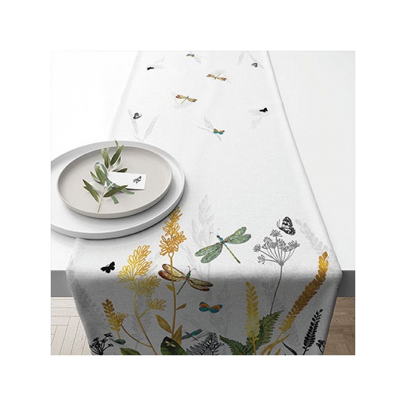 Ambiente Chemin de table Fleurs ornementales blanc 40x150cm 100% Coton