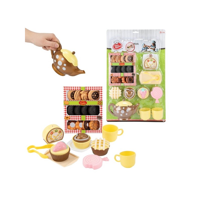 Toi Toys Food market speelset High tea - theepot+koekje+cupcake