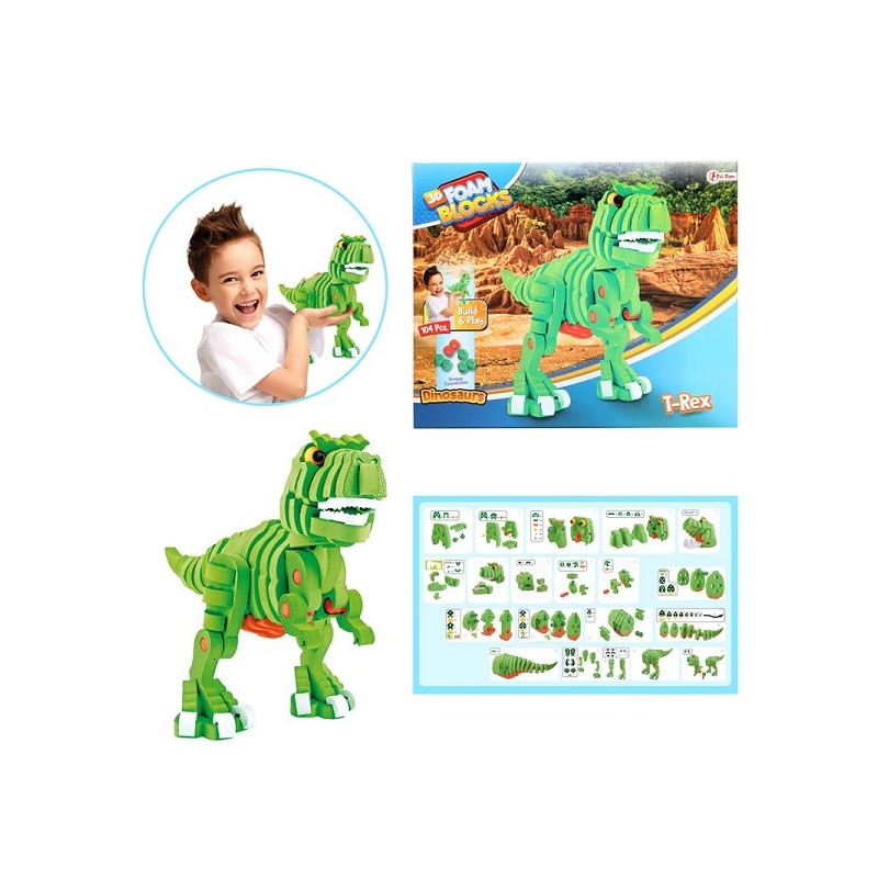 Toi Toys Puzzle 3D en mousse de construction Dino T-Rex