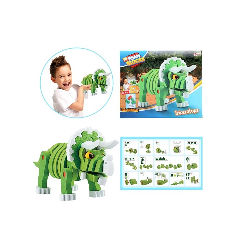 Toi Toys puzzle 3D en mousse de construction Dino Tricera