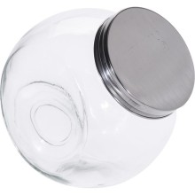 Voorraadpot snoeppot glas met metalen deksel 1,5L 16x16xh16cm