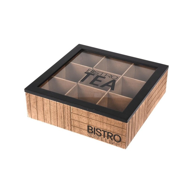 Boîte à thé Bistro 9 compartiments 24x24x7,5cm