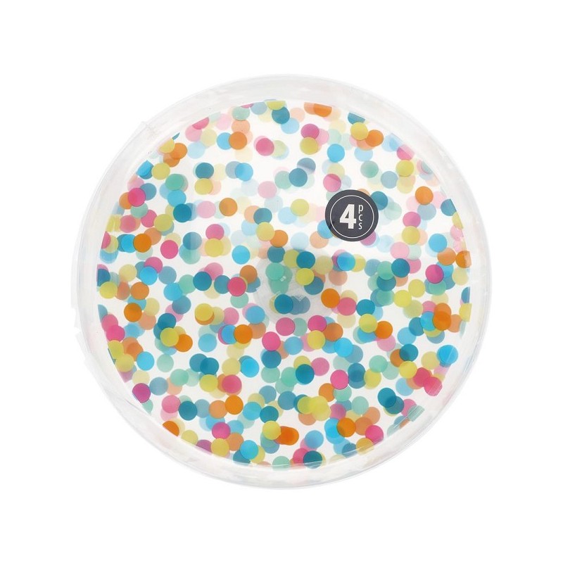 Set d'assiettes confettis 4 pièces en plastique Ø22,5cm