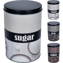 Voorraadblik Coffee/Tea/Sugar Ø10,5xh15cm