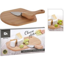 Excellent Houseware Planche à fromage en bambou 20x13cm avec couteau à fromage