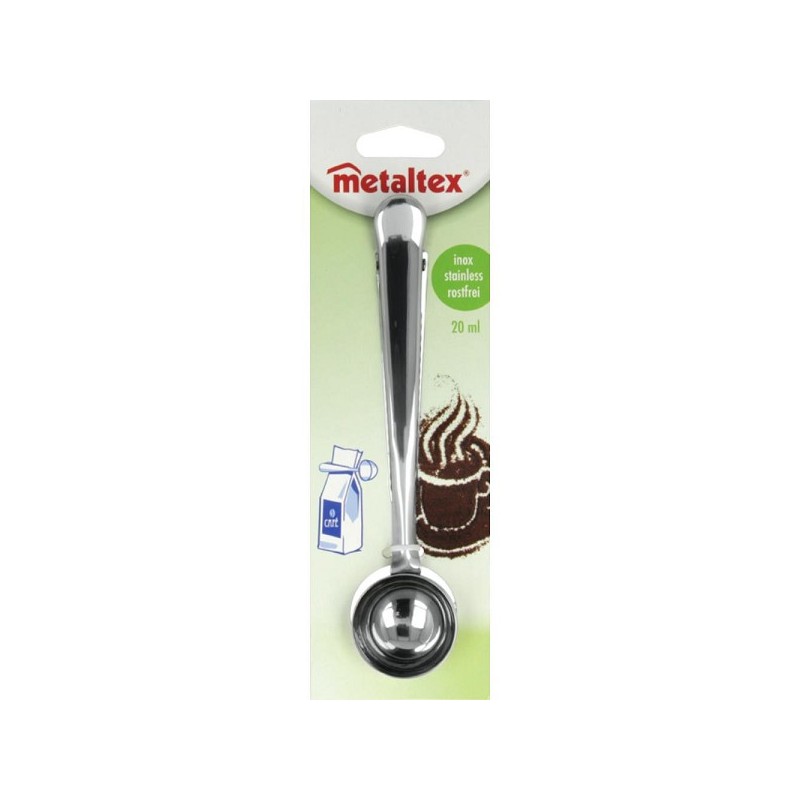 Metaltex Koffiemaatschepje met zakkensluiter RVS 20ml 17,5cm