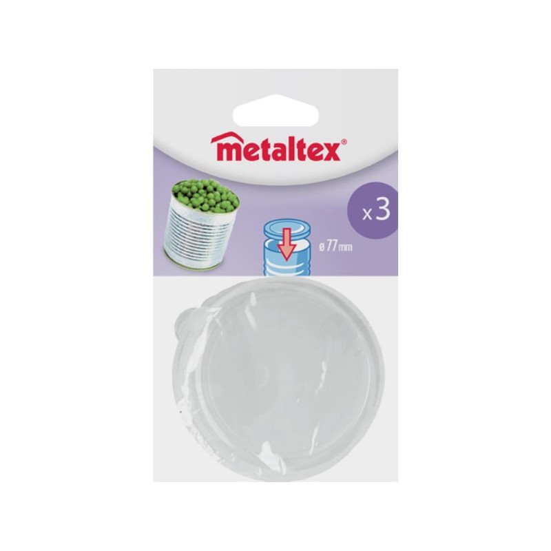 Metaltex 3 couvercles en plastique transparent pour canettes Ø7,7cm