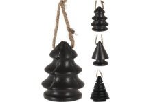 Kerstboom hangdeco mangohout 9cm zwart