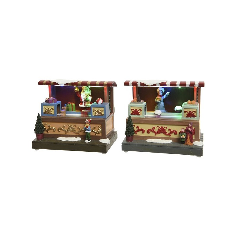 Lumineo LED tafereel marktkraam met licht en muziek 10x16x15cm-5L