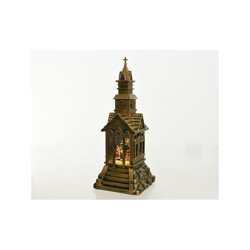 Lumineo LED tafereel kerk 14x14x34cm-2L