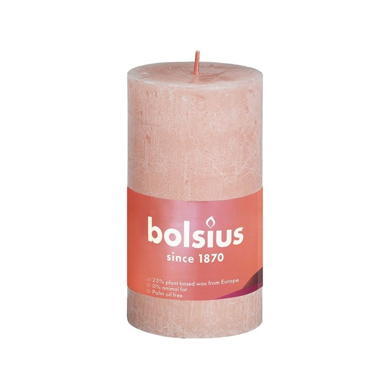 Bolsius Rustiek  stompkaars Shine collection 100/50 Misty Pink- Nevelig Roze