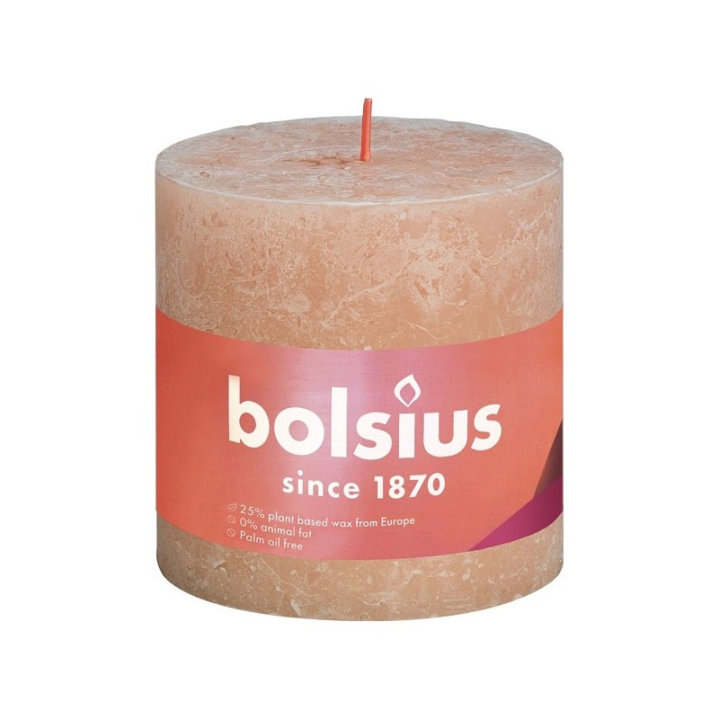 Bougie pilier rustique Bolsius collection Shine 100/100 Misty Pink - Misty Pink