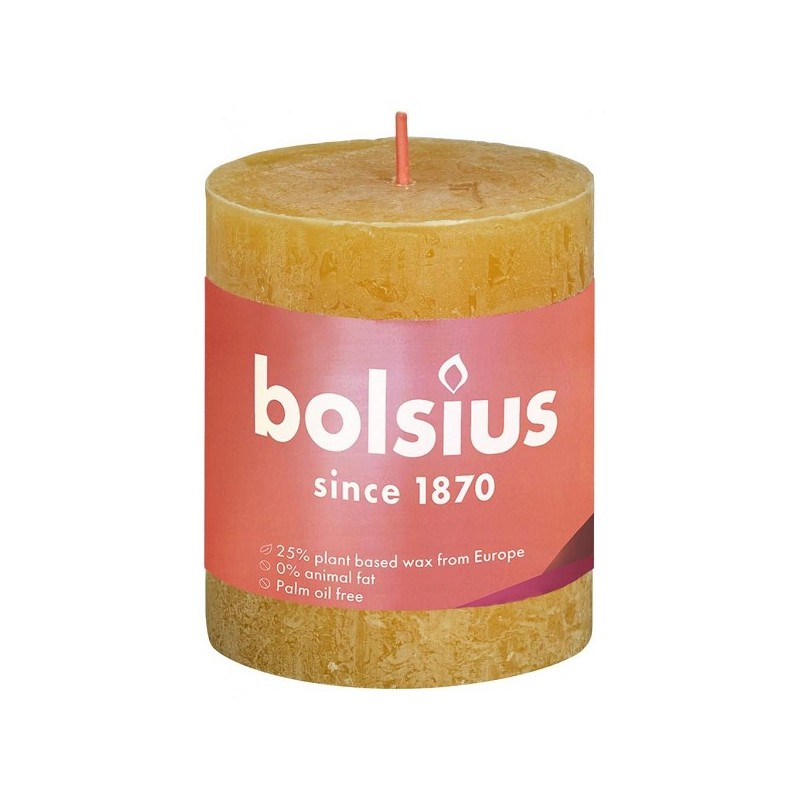 Bolsius Rustiek  stompkaars Shine collection 80/68 Honeycomb Yellow ( Honingraat Geel )