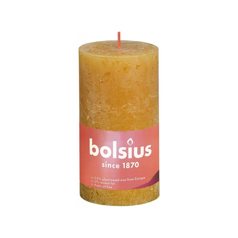 Bolsius Rustiek stompkaars Shine collection130/68 Honeycomb Yellow ( Honingraat Geel )