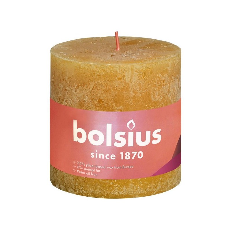 Bolsius Rustiek stompkaars Shine collection 100/100 Honeycomb Yellow ( Honingraat Geel )
